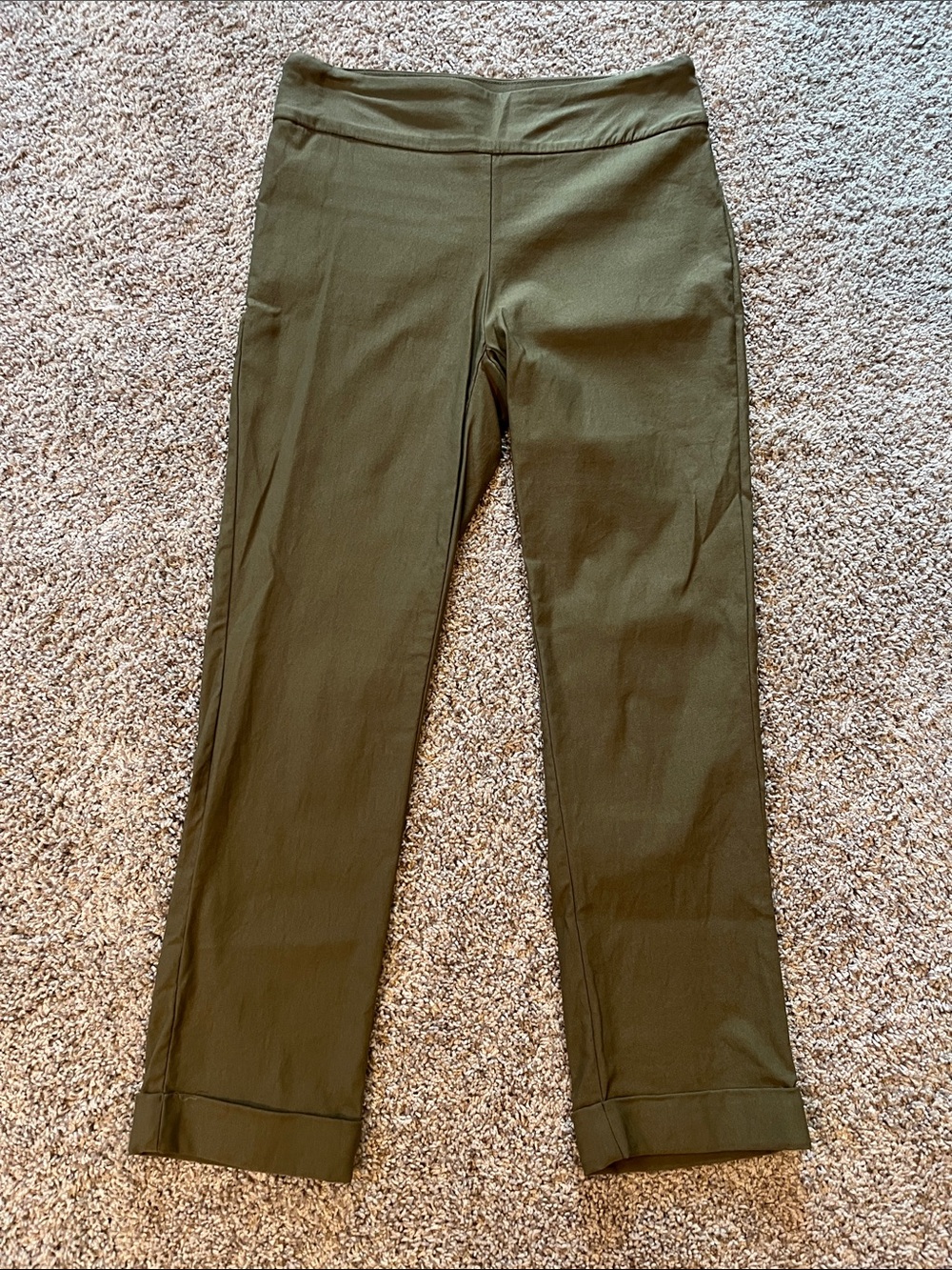 Tribal Olive Green Cropped Pull-On Pants